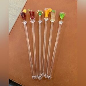Set of 6 Clear Cocktail Stirrers